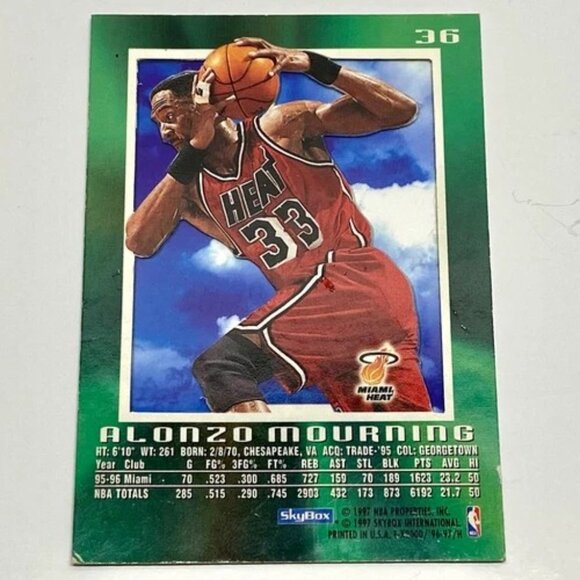 Vintage Skybox 1996-97 E-X2000 Alonzo Mourning NBA Card 36 Miami Heat Rare READ - Picture 14 of 15